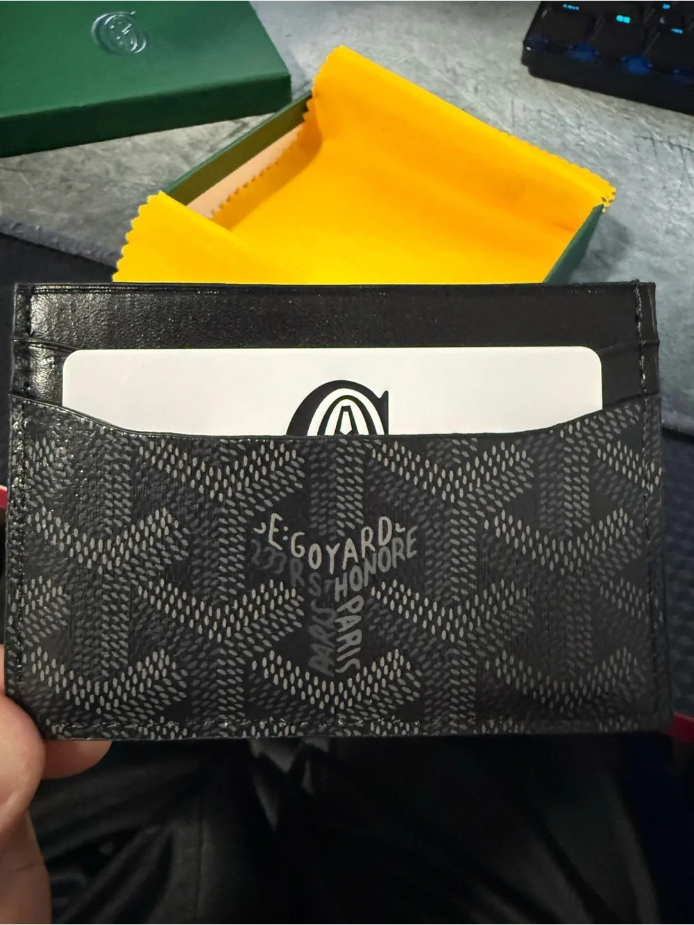 Goyard Black Signature Chevron Card Case